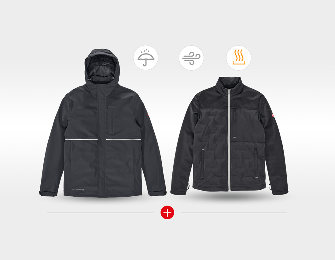 Arbeitsjacken: 3 in 1 Funktionsjacke e.s.line.core + schwarz/platin 3