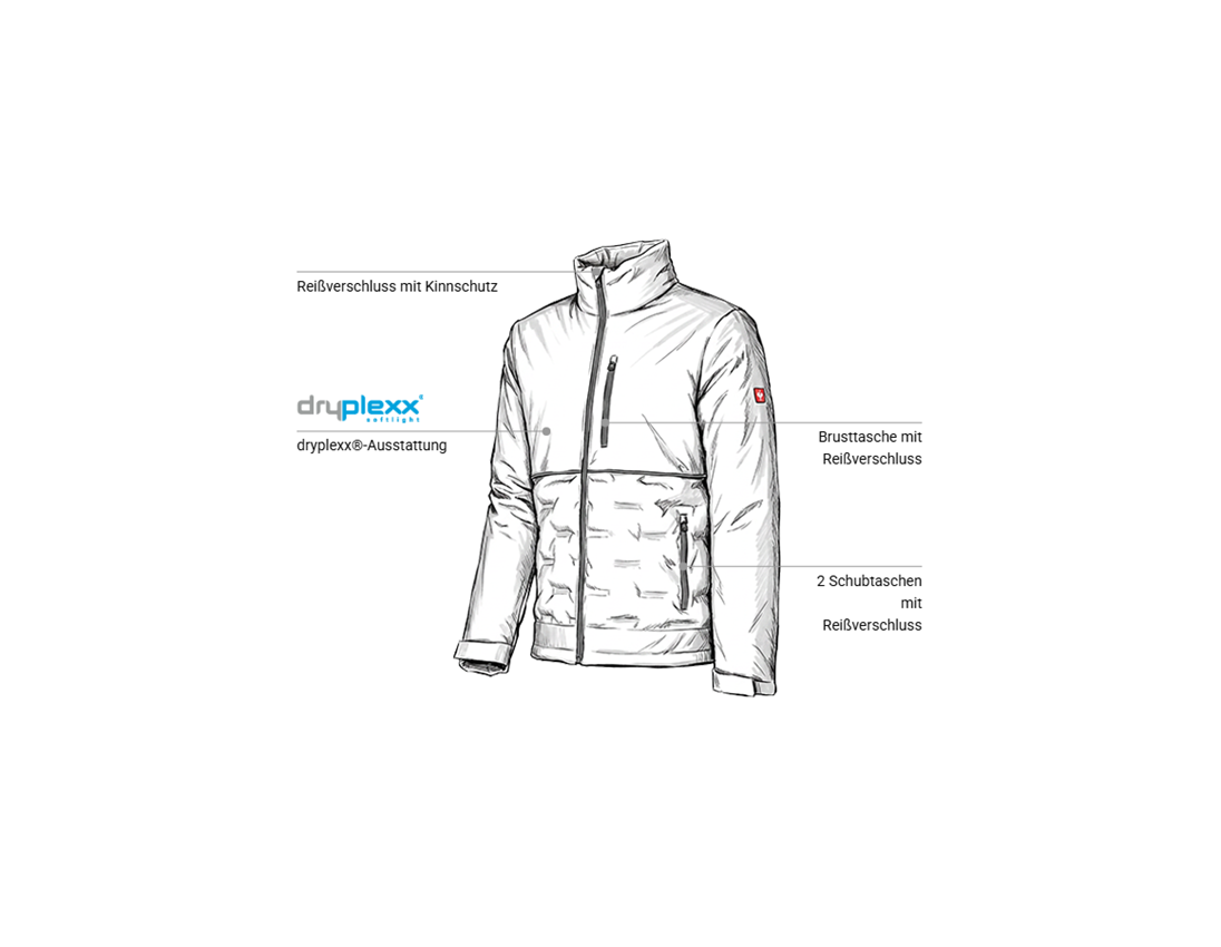 Arbeitsjacken: Winterjacke Padded e.s.line.core + weiß/platin 1