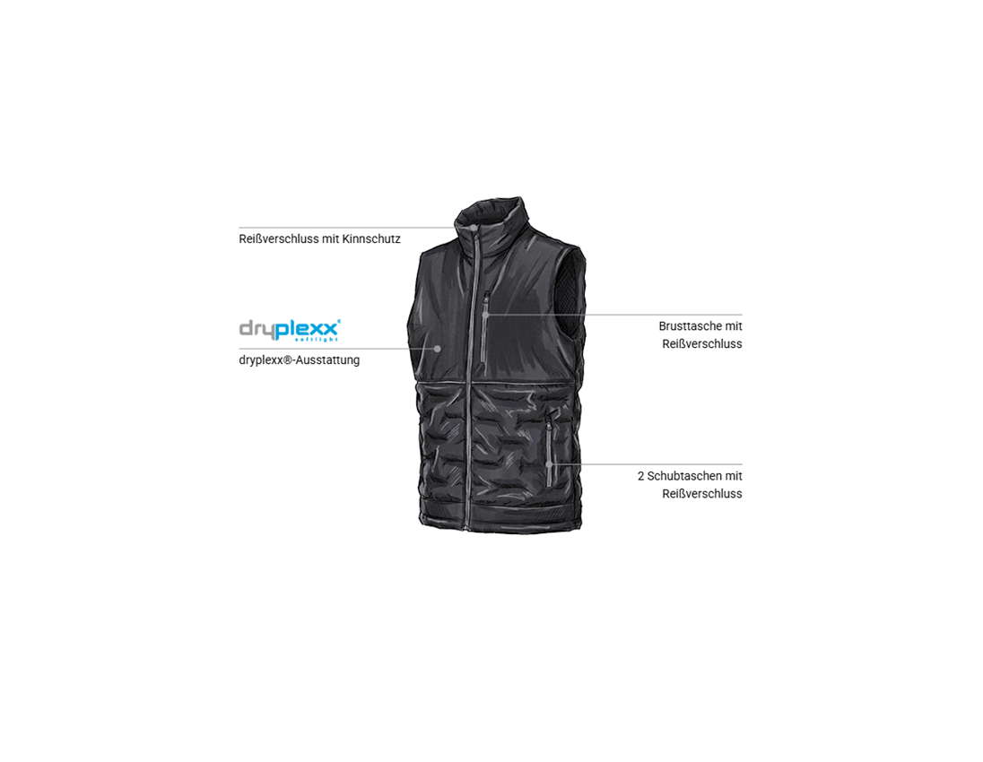 Westen: Winterweste Padded e.s.line.core + schwarz/platin 1