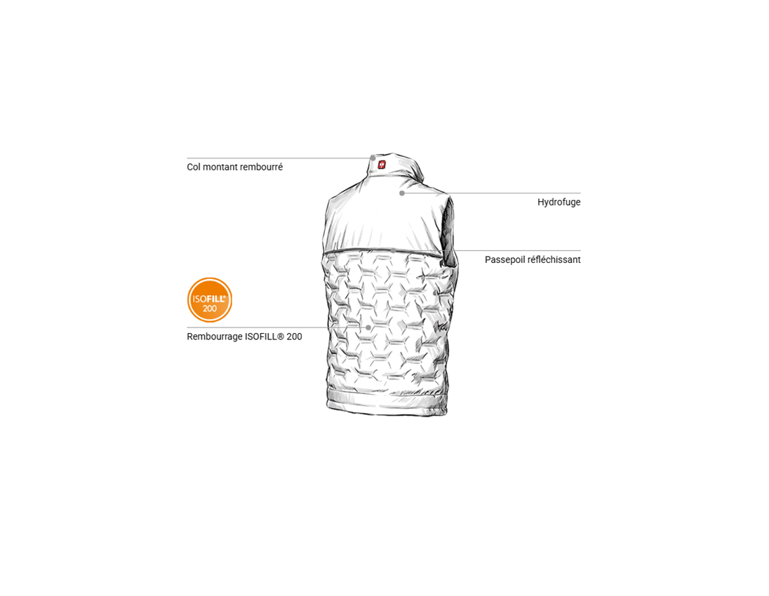Gilets de travail: Gilet d'hiver padded e.s.line.core + blanc/platine 2