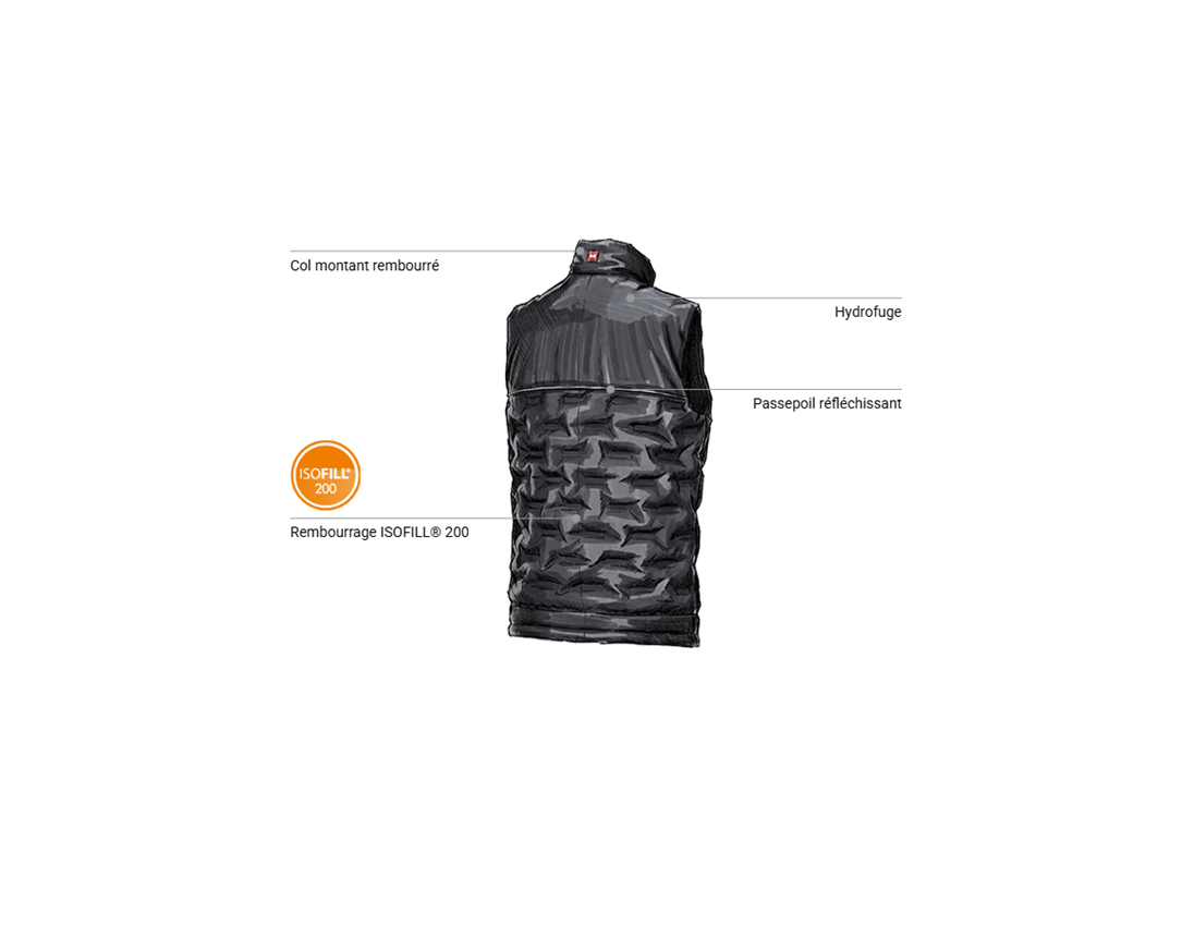 Gilets de travail: Gilet d'hiver padded e.s.line.core + noir/platine 2