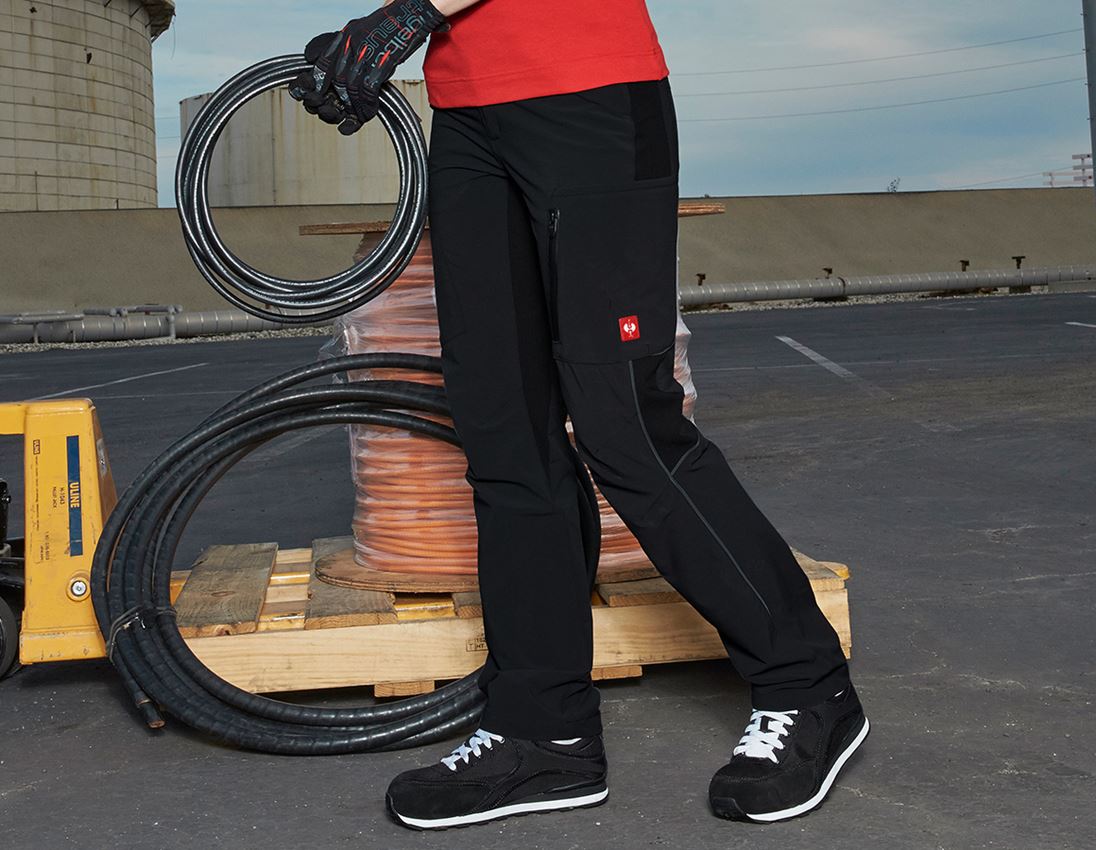 Pantalons de travail: Pantalon Cargo e.s.vision stretch, femmes + noir