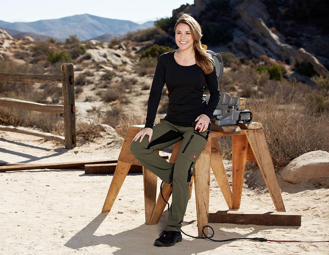 Pantalons de travail: Pantalon Cargo e.s.vision stretch, femmes + mousse/noir 1