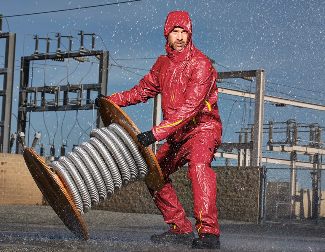 Pantalons de travail: Pantalon de pluie e.s.motion 2020 superflex + rouge vif/jaune fluo 1