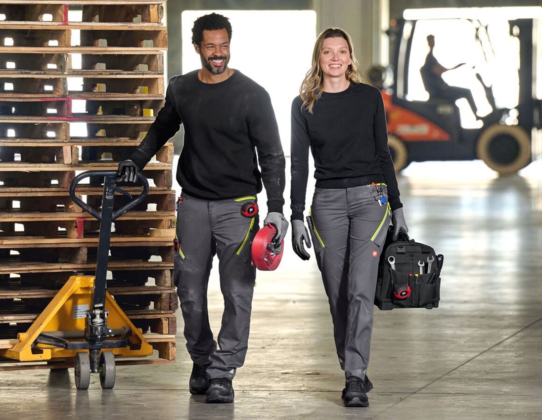 Vêtements: Pantalon à poches multiples e.s.ambition, femmes + anthracite/jaune fluo 5