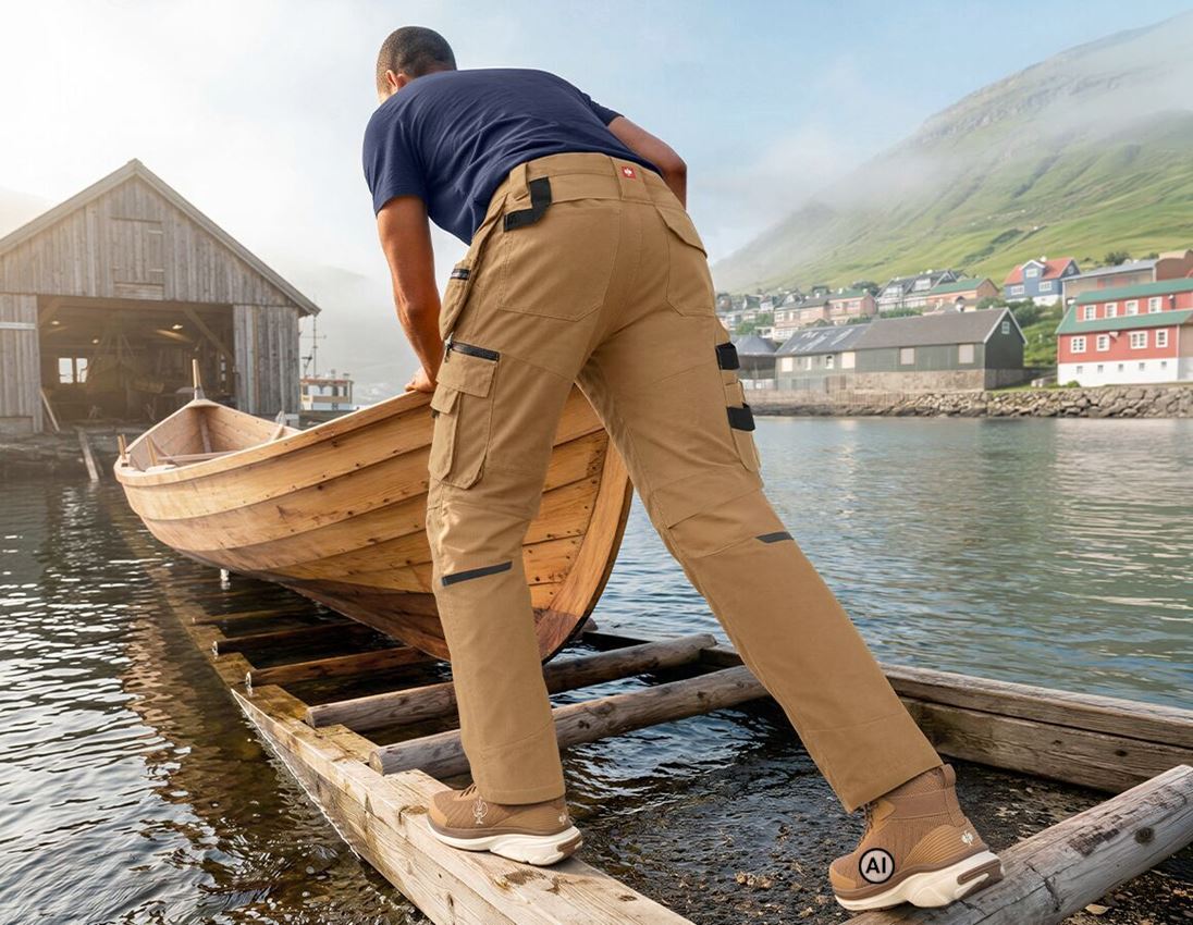 Généré / modifié par IA  - Pantalons de travail: Pantalon taille él. holster e.s.line.nordic canvas + brun amande 4