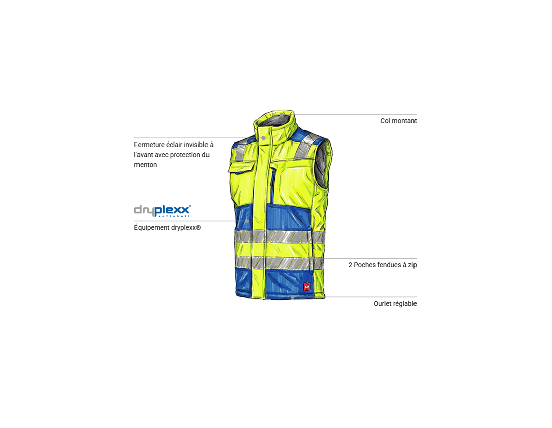 Gilets de travail: Gilet Softshell d'hiver visibilité e.s.motion 24/7 + bleu royal/jaune fluo 1