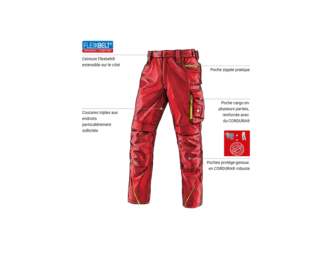 Vêtements: Pantalon à taille élastique e.s.motion 2020 + rouge vif/jaune fluo 1