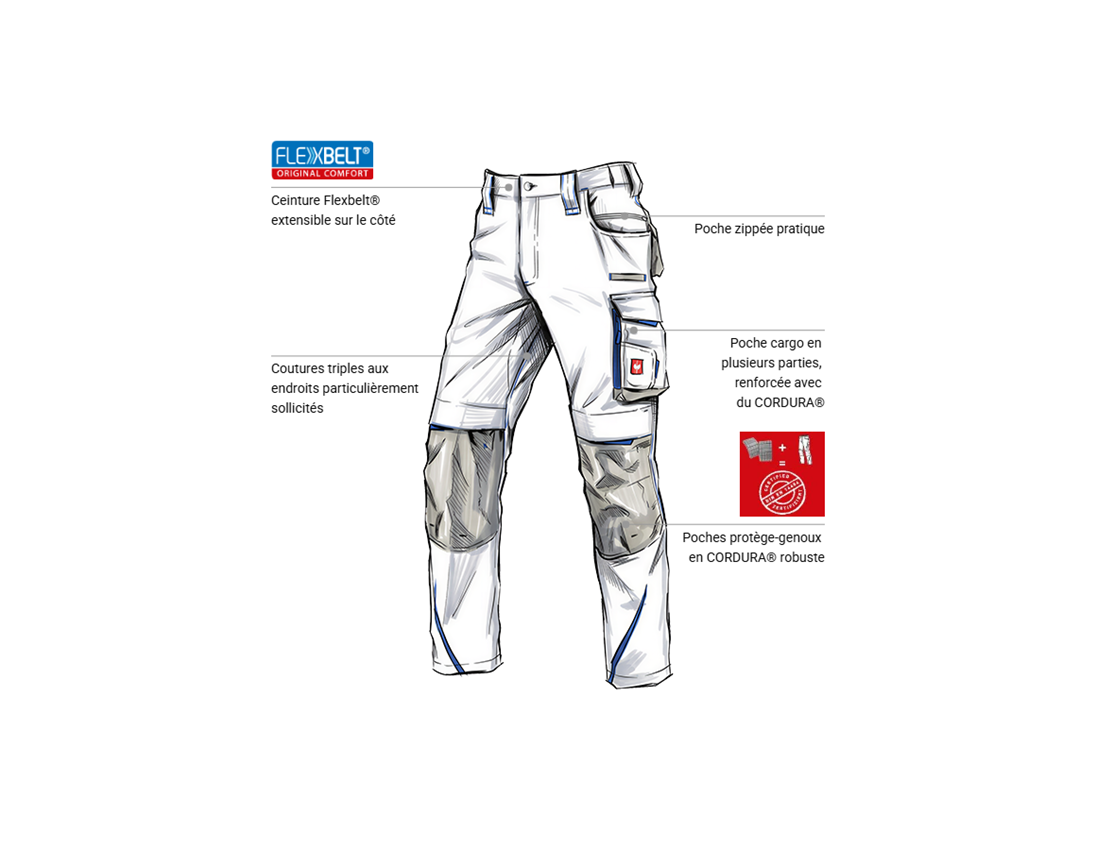 Vêtements: Pantalon à taille élastique e.s.motion 2020 + blanc/bleu gentiane 1