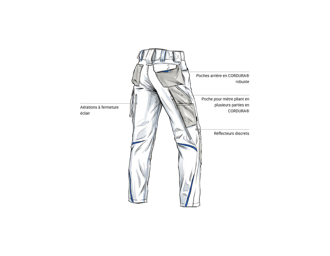 Vêtements: Pantalon à taille élastique e.s.motion 2020 + blanc/bleu gentiane 2