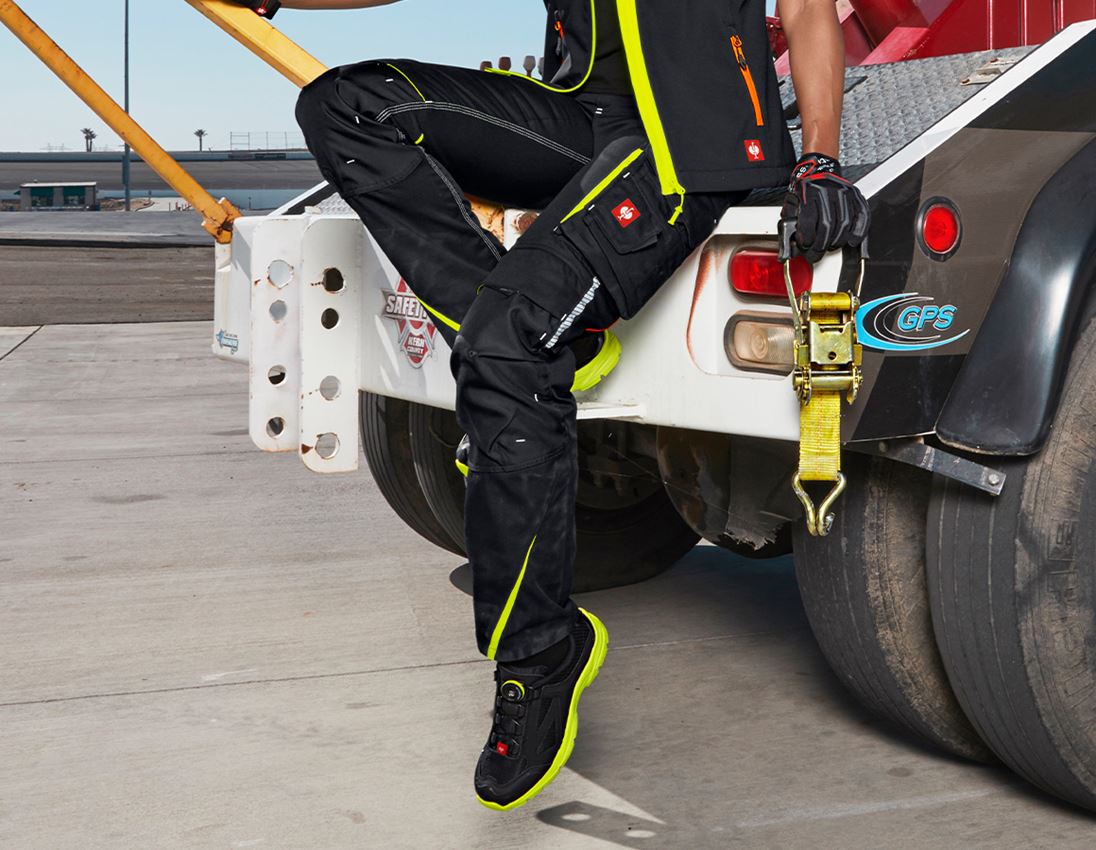 Pantalons de travail: Pantalon pour femmes e.s.motion 2020 + noir/jaune fluo/orange fluo