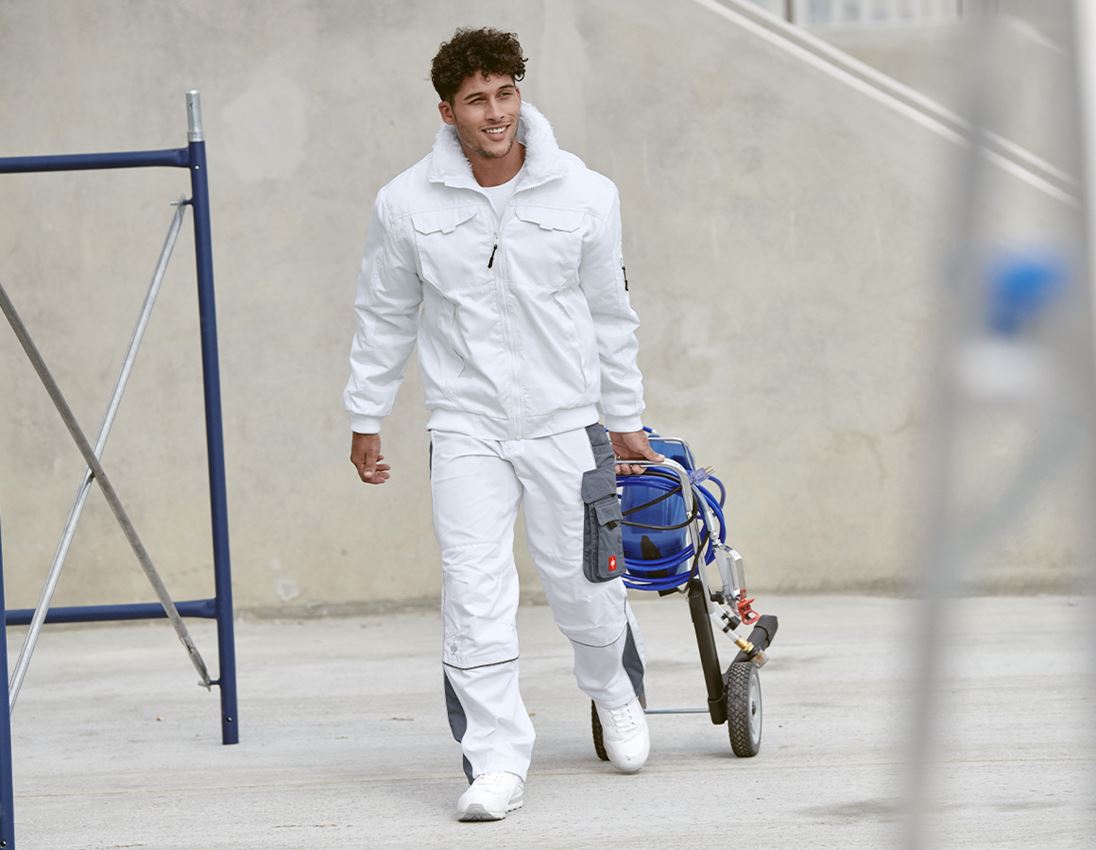 Pantalons de travail: Pantalon à taille élastique e.s.active + blanc/gris 1