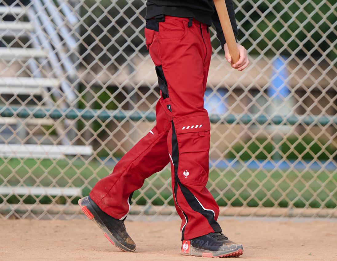 Pantalons: Enfants, pantalon à taille élastique e.s.motion + rouge/noir 1