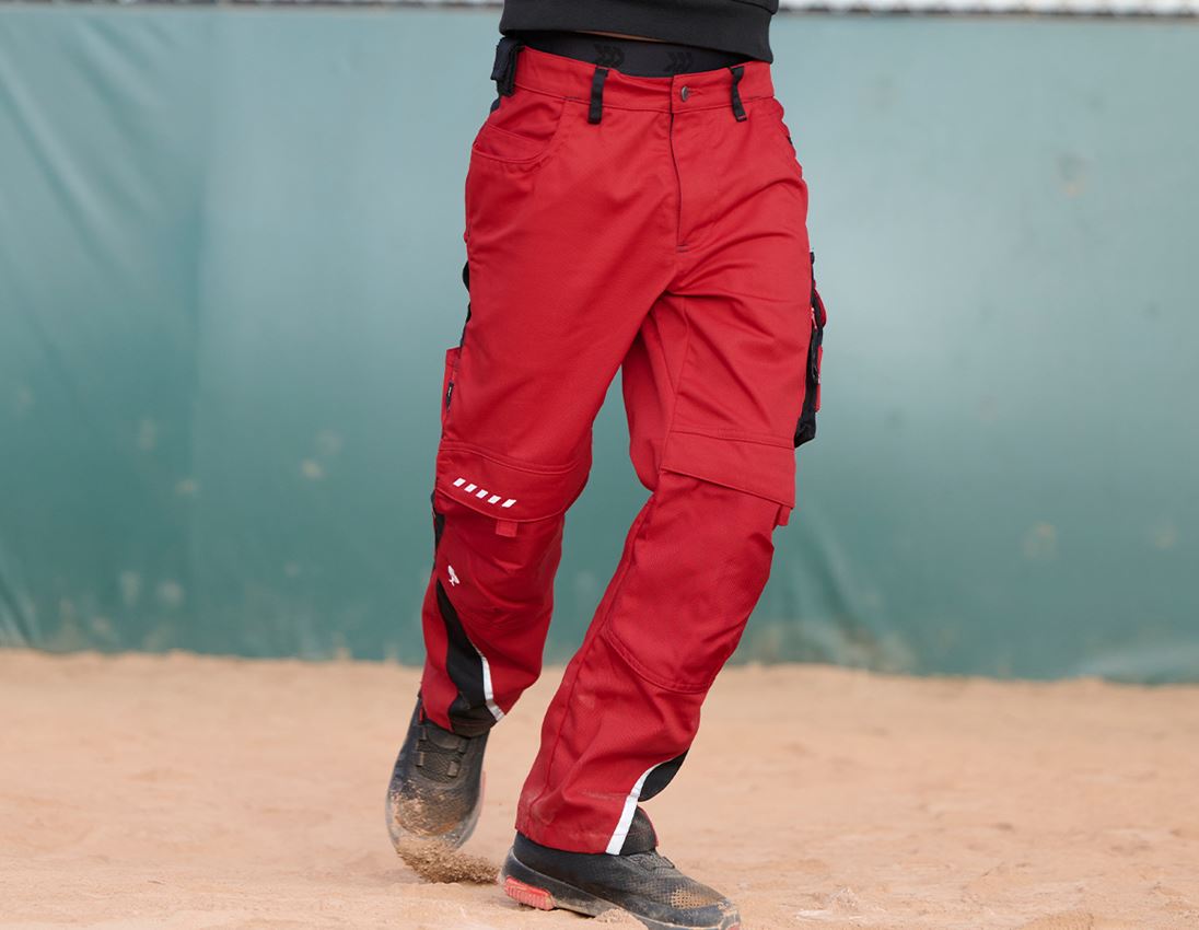 Pantalons: Enfants, pantalon à taille élastique e.s.motion + rouge/noir 2