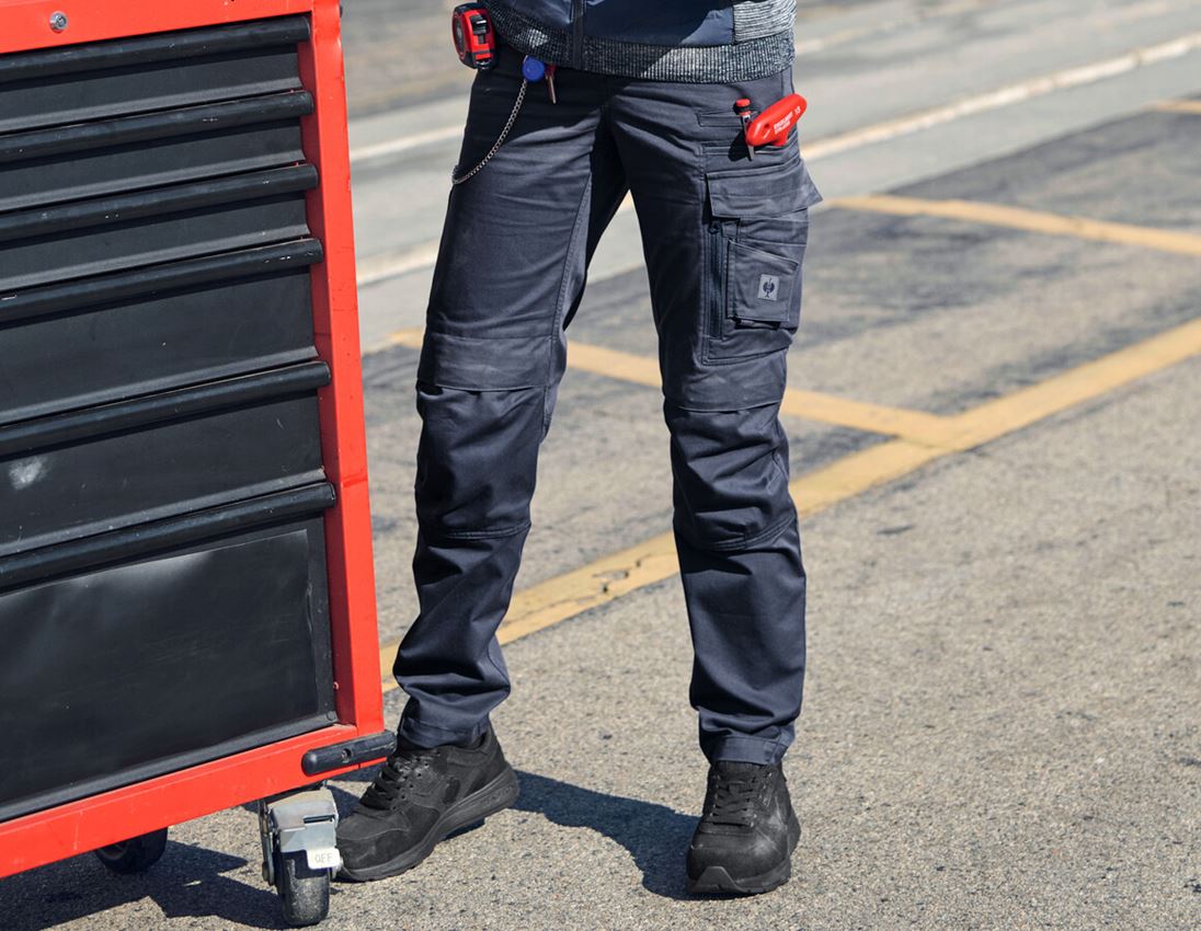 Pantalons de travail: Pantalon à taille élastique e.s.motion ten, femmes + bleu ardoise