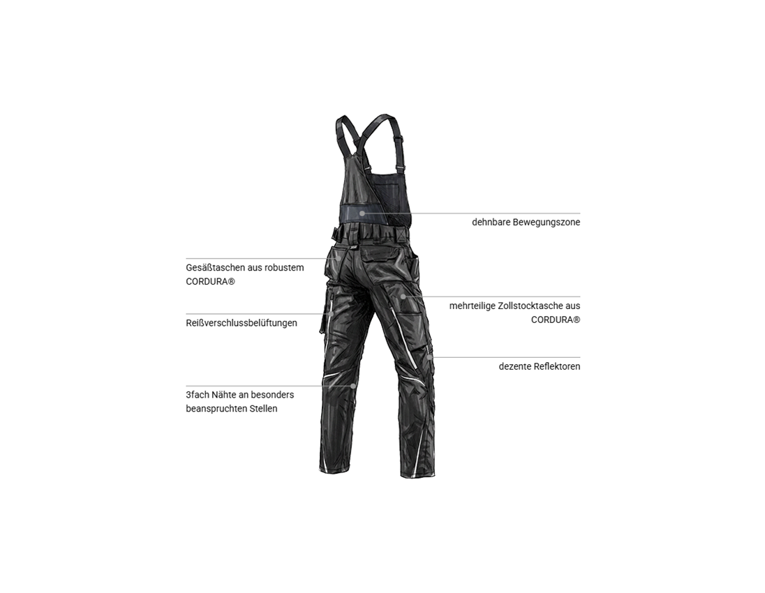 Forstwirte | Landwirte: Latzhose e.s.motion 2020 + schwarz/platin 2