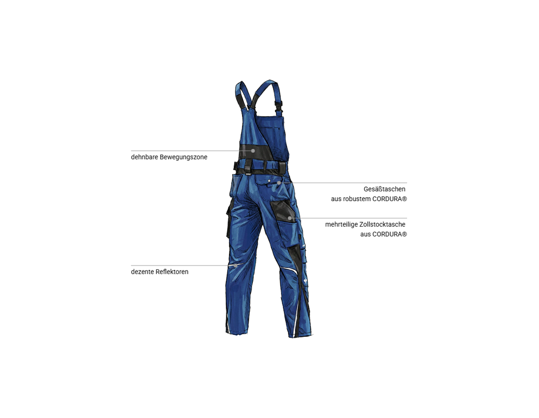 Kfz-Mechatroniker: Latzhose e.s.motion + kornblau/schwarz 2