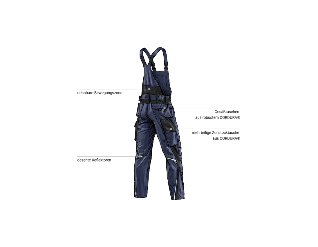 Kfz-Mechatroniker: Latzhose e.s.motion + dunkelblau/schwarz 2