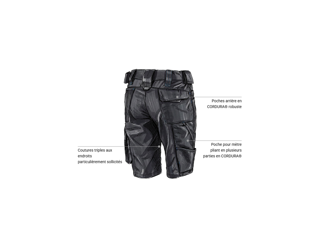 Vêtements: Short e.s.motion 2020, femmes + graphite/bleu gentiane 2