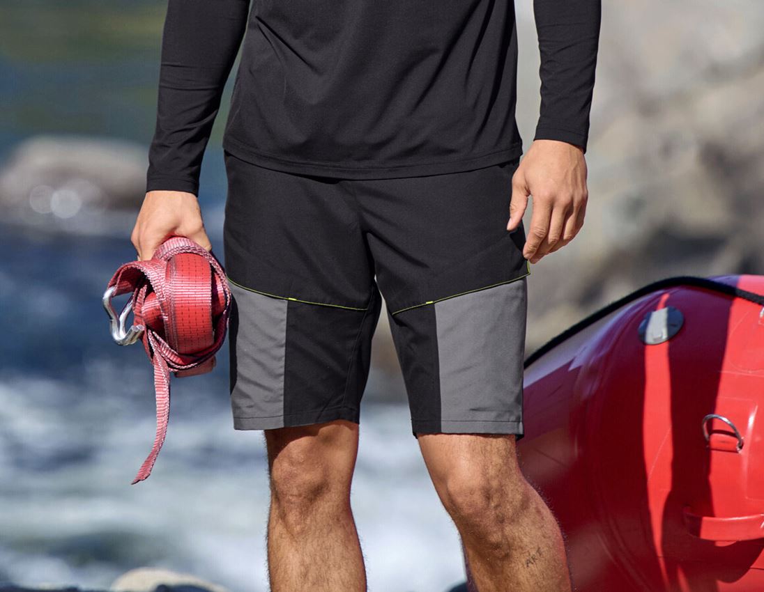 Pantalons de travail: Short de bain trekking e.s.trail + noir/anthracite/orange fluo/jaune fluo