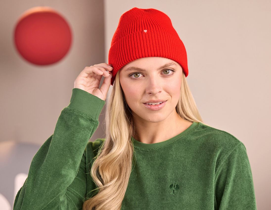 Accessoires: e.s. Bonnet tricoté + strauss rouge