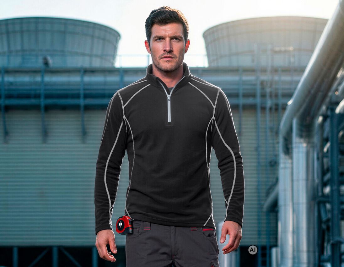 Généré / modifié par IA  - Hauts: Pull de fonct. thermo stretch e.s.motion 2020 + noir/platine
