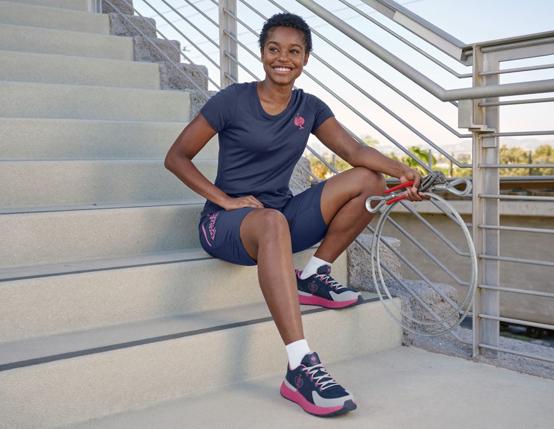 Hauts: T-Shirt Merino e.s.trail, femmes + bleu profond/rose tara 2