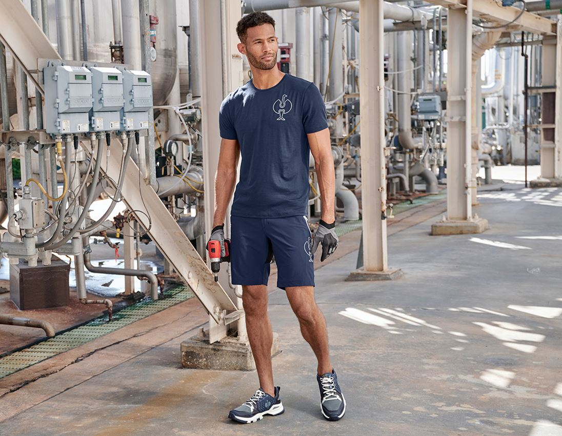 Shirts & Co.: T-Shirt Merino e.s.trail + tiefblau/weiß 1