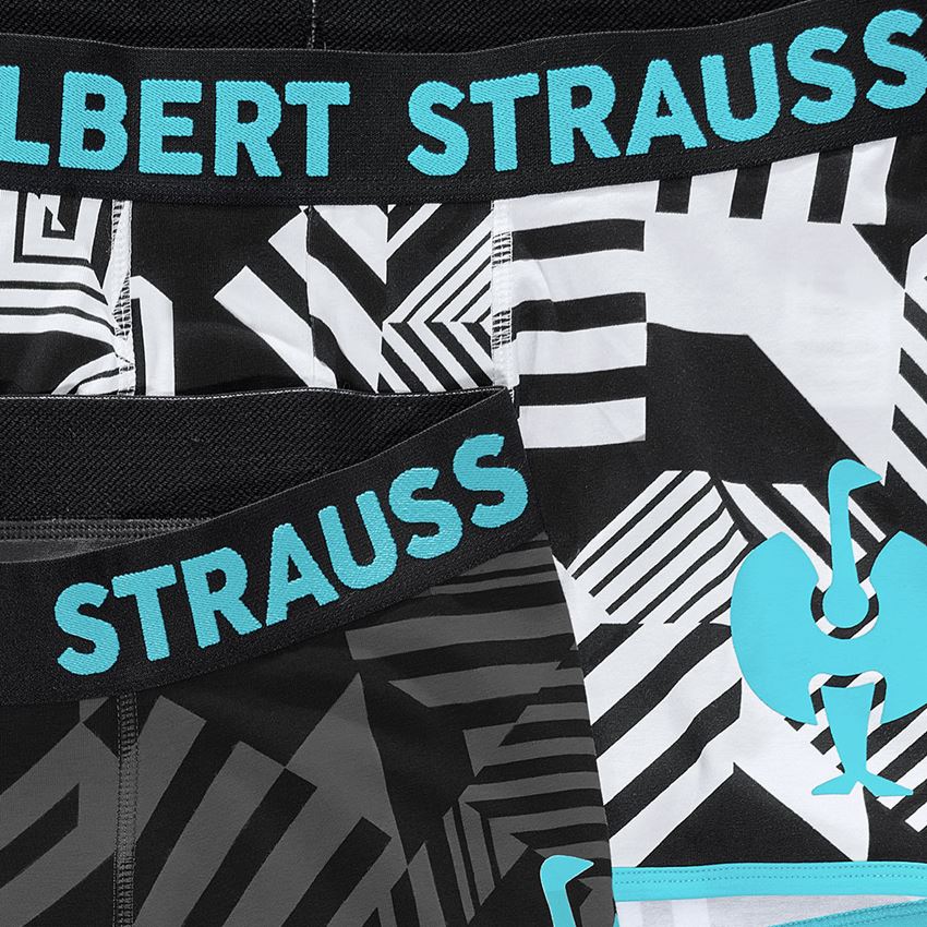 Unterwäsche | Thermokleidung: Pants cotton stretch e.s.trail, 2er Pack + schwarz/weiß/lapistürkis+schwarz/anthrazit/lapistürkis 2
