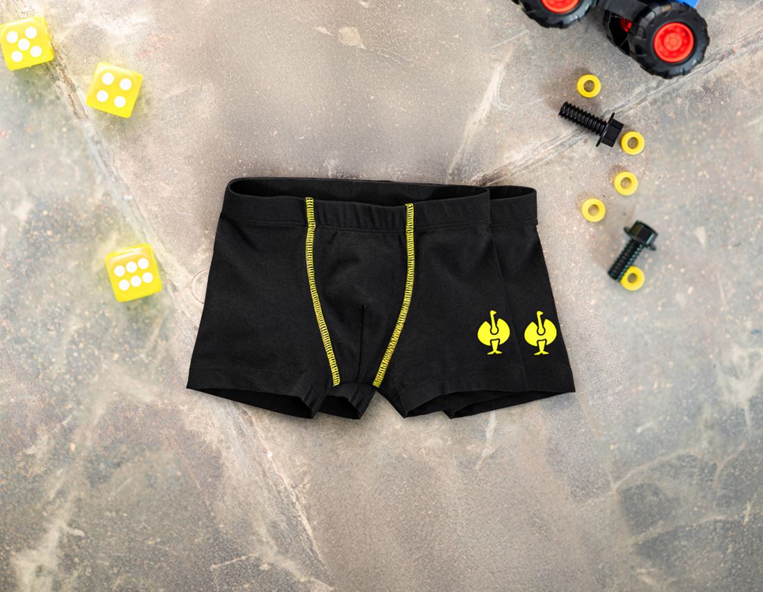 Sous-vêtements: e.s. Boxer en coton élastique, lot de 2, enfants + noir/jaune acide