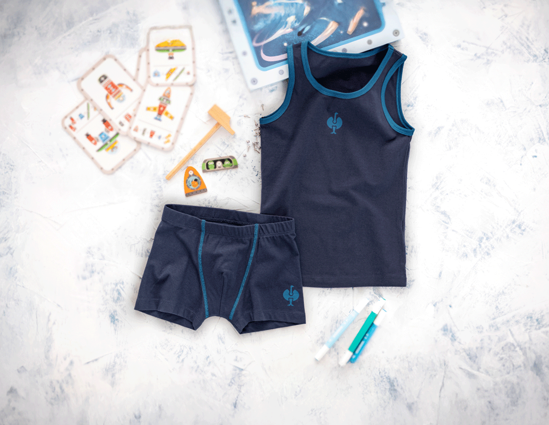 Unterwäsche: e.s. cotton stretch Pants, 2er Pack, Kinder + dunkelblau/atoll 1