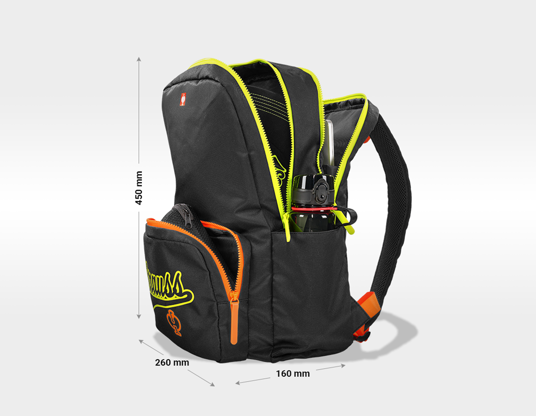 Accessoires: Rucksack e.s.e:pic, Kinder + schwarz/warngelb/warnorange 1