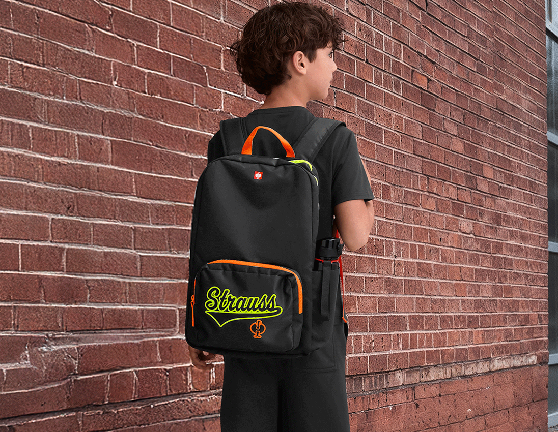 Accessoires: Rucksack e.s.e:pic, Kinder + schwarz/warngelb/warnorange