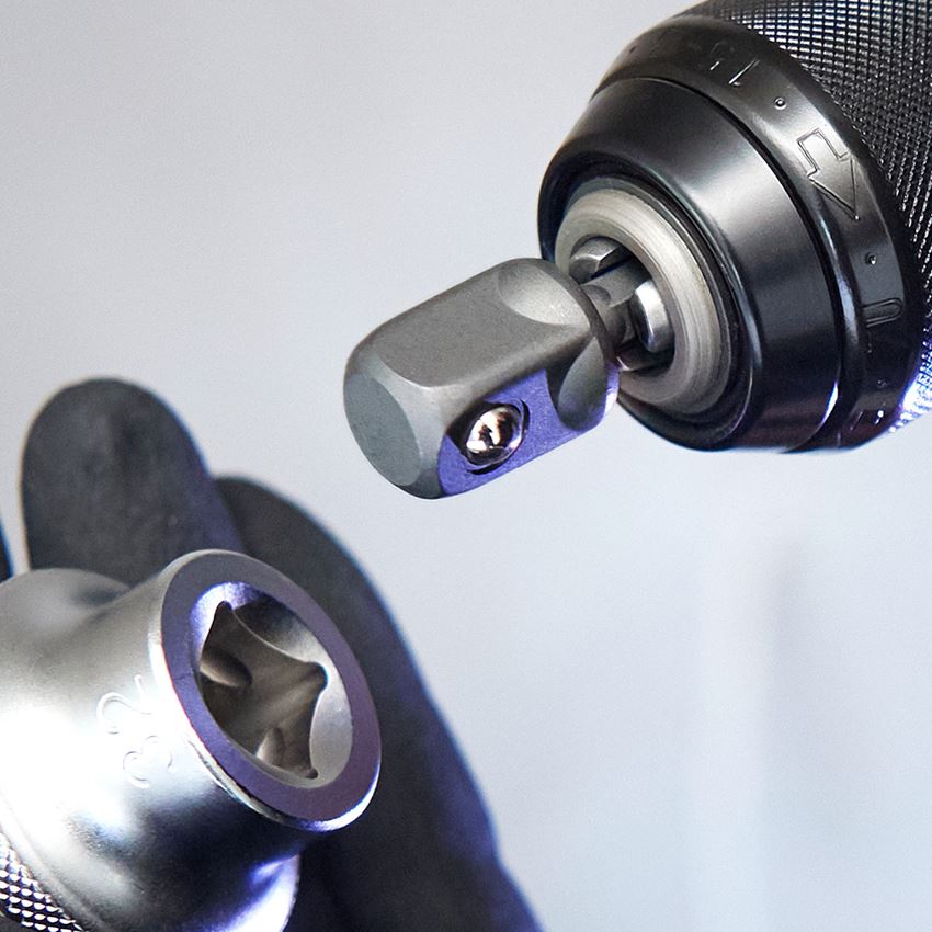 Clé à douille: e.s. Kit d'adaptateur pour perceuse 1/4+ 3/8+ 1/2 2