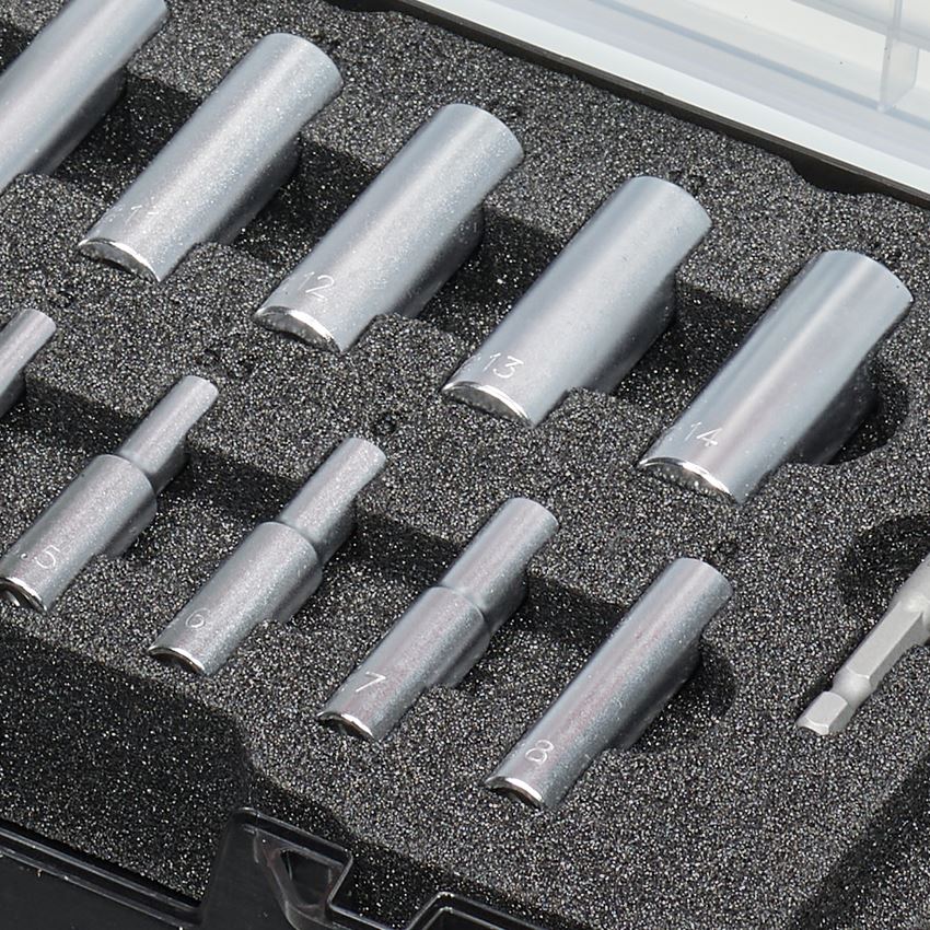 Clé à douille: Jeu de douilles 1/4 longues dans STRAUSSbox mini 2