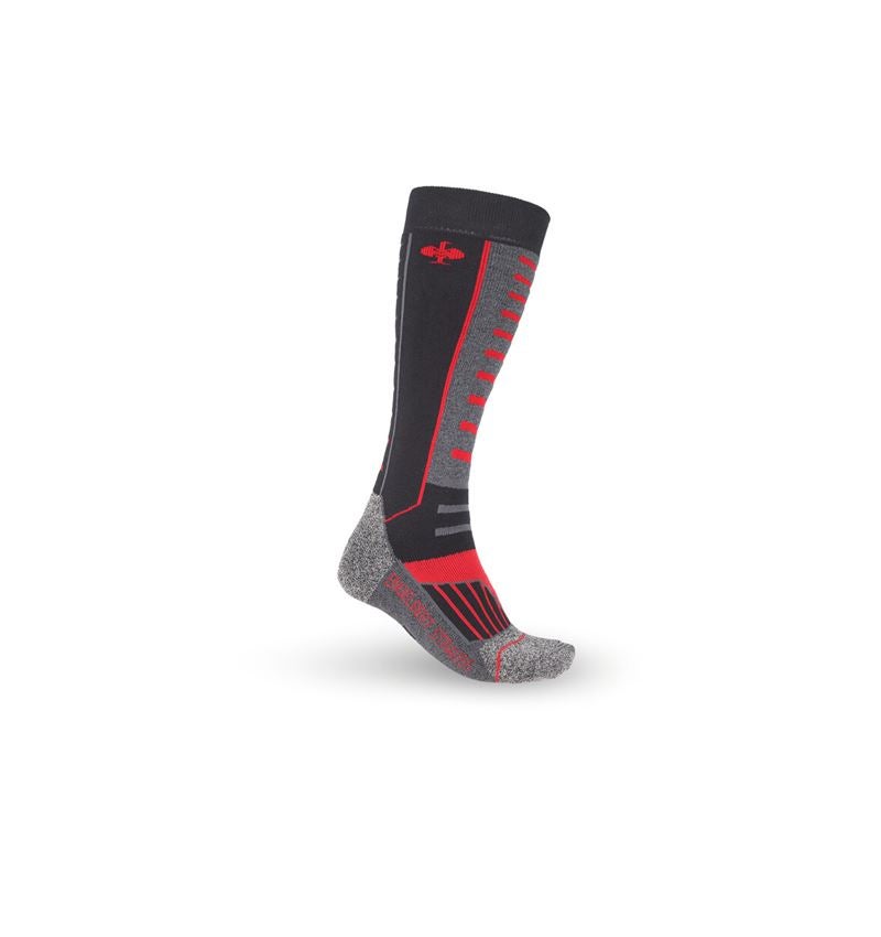 Chaussettes | Bas: e.s. Chaussettes function x-warm/x-high + noir/aluminium/rouge vif