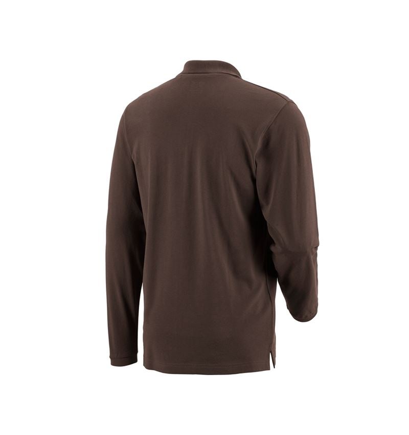 Hauts: e.s. Longsleeve polo cotton Pocket + marron 2