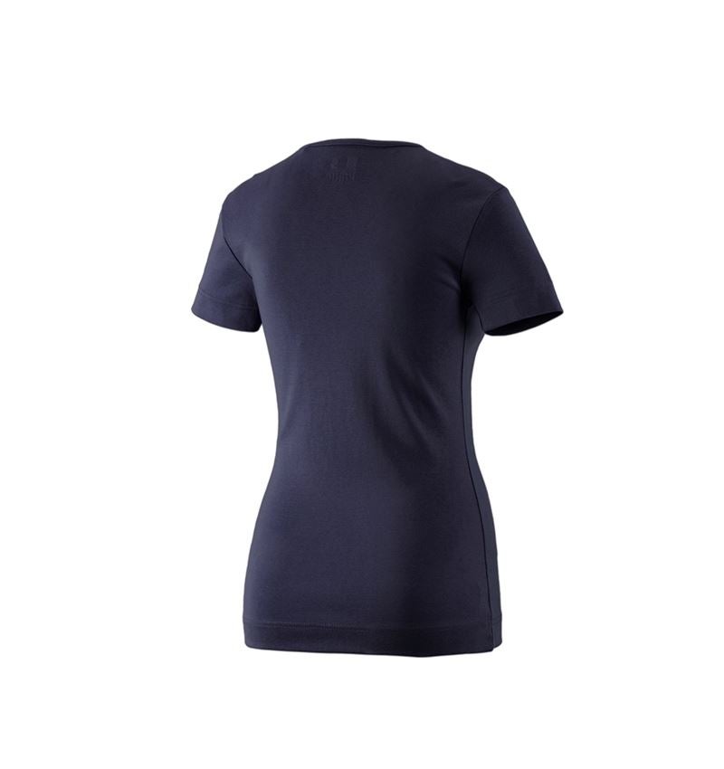 Hauts: e.s. T-shirt cotton V-Neck, femmes + bleu foncé 2