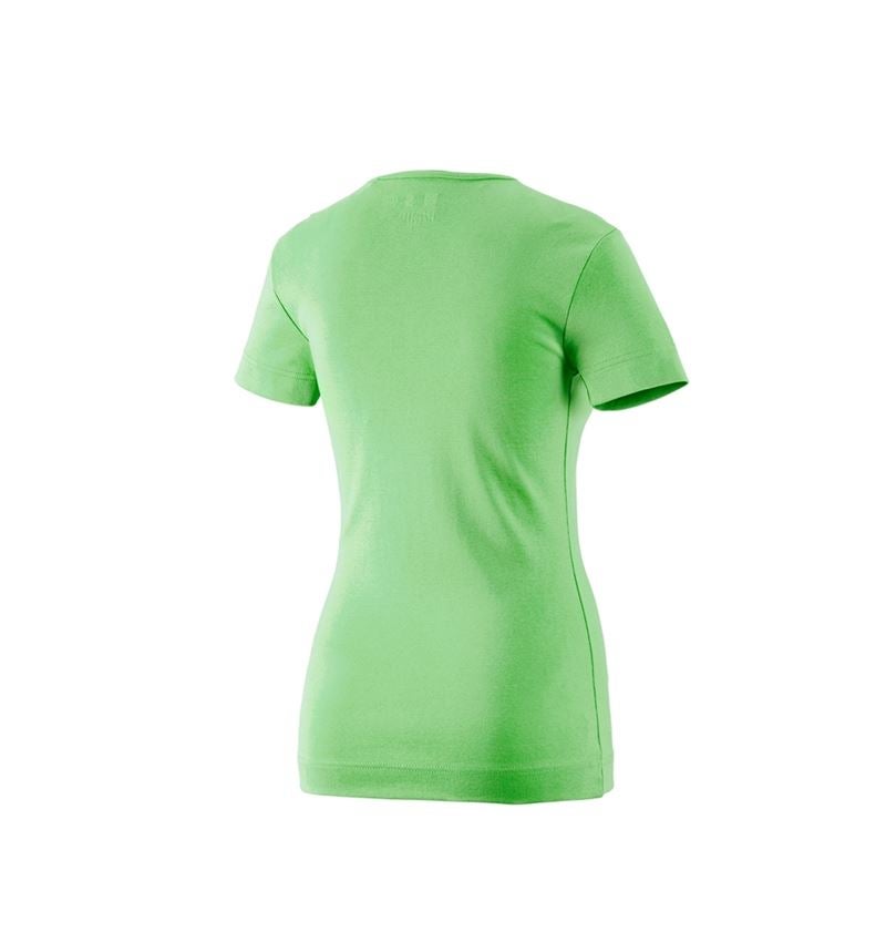 Hauts: e.s. T-shirt cotton V-Neck, femmes + vert pomme 1