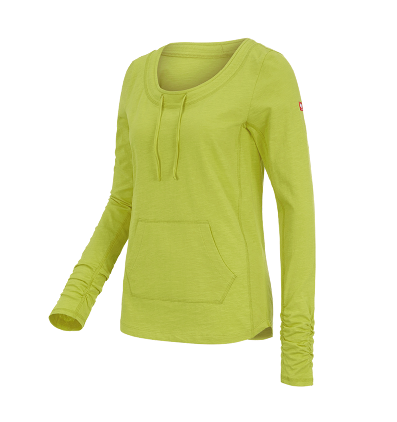 Hauts: e.s. Longsleeve cotton slub, femmes + vert mai