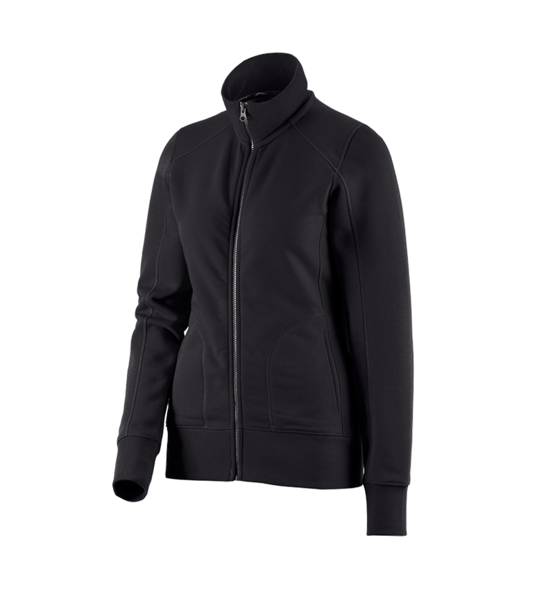 Hauts: e.s. Veste sweat poly cotton, femmes + noir 1