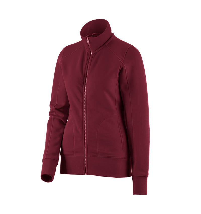 Hauts: e.s. Veste sweat poly cotton, femmes + bordeaux