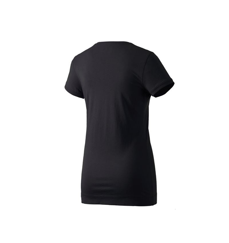 Hauts: e.s. Long shirt cotton, femmes + noir 1