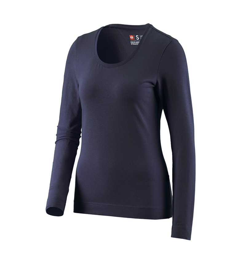 Hauts: e.s. Longsleeve cotton stretch, femmes + bleu foncé