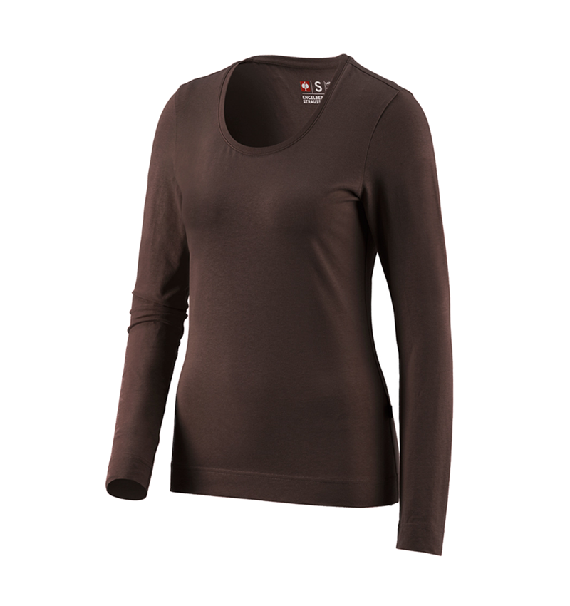 Shirts & Co.: e.s. Longsleeve cotton stretch, Damen + kastanie