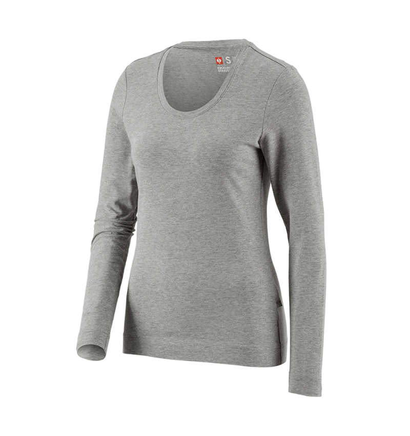 Shirts & Co.: e.s. Longsleeve cotton stretch, Damen + graumeliert