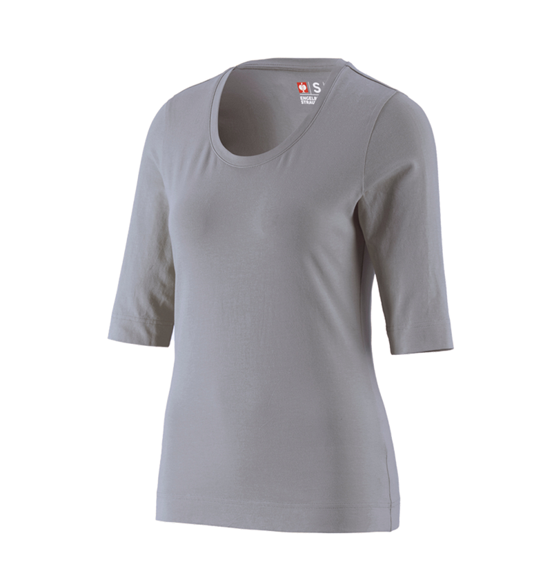 Hauts: e.s. Shirt à manches 3/4 cotton stretch, femmes + platine 1