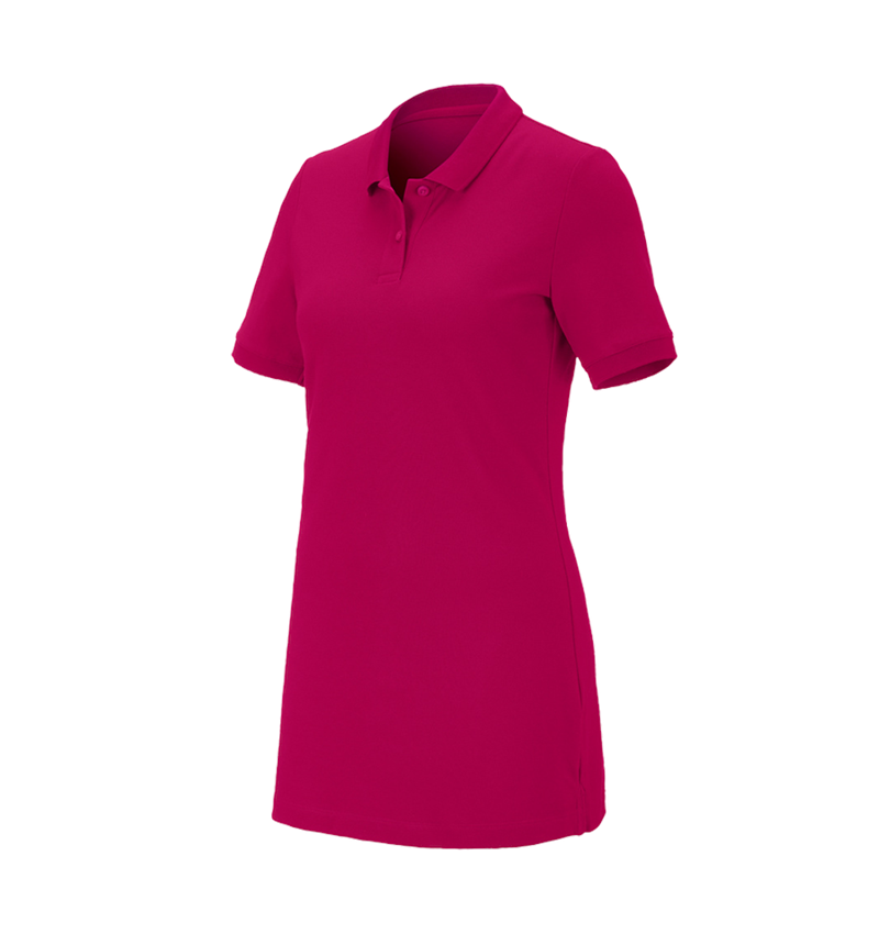 Hauts: e.s. Pique-Polo cotton stretch, femmes, long fit + magenta 2