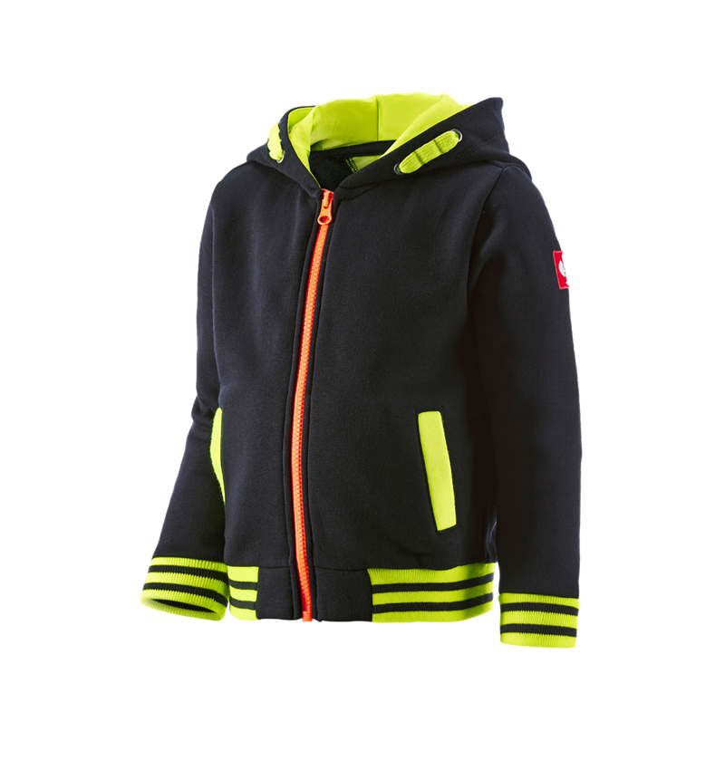 Themen: Hoody-Sweatjacke e.s.motion 2020, Kinder + schwarz/warngelb/warnorange 1