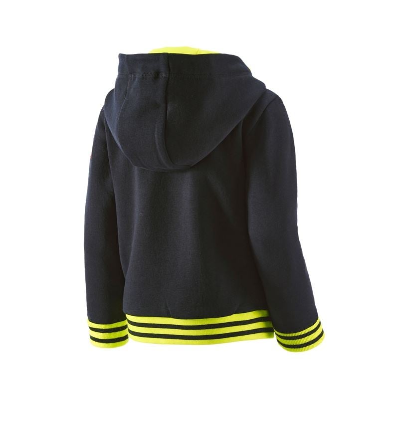 Themen: Hoody-Sweatjacke e.s.motion 2020, Kinder + schwarz/warngelb/warnorange 2